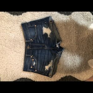 Denim dark wash distressed shorts!